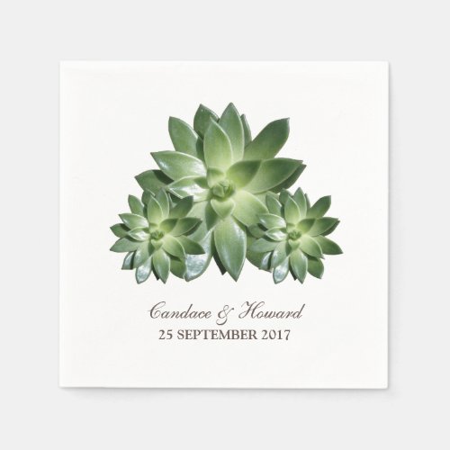 Simple Succulent Wedding Paper Napkins