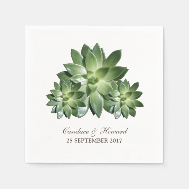 Simple Succulent Wedding Paper Napkins (Front)