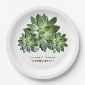 Simple Succulent Wedding Paper Plates