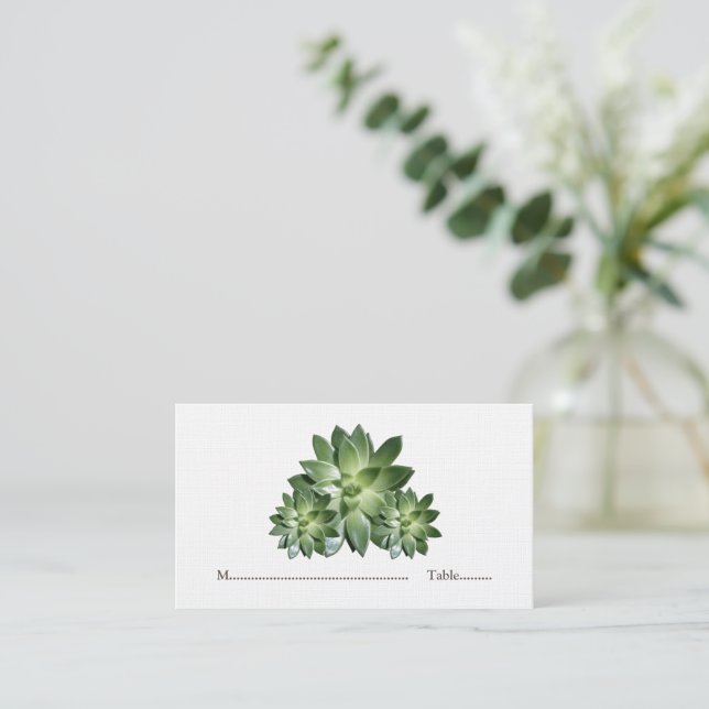Simple Succulent Wedding Place Cards (Standing Front)