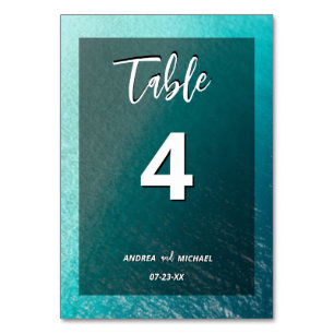 Simple Summer Beach Ocean Tropical Setting Wedding Table Number