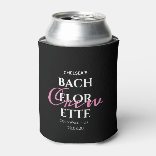 Simple Summer Black Pink Bachelorette Crew Party  Can Cooler