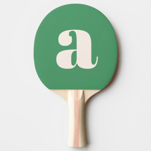 Simple Summer Green Bold Retro Monogram Initial Ping Pong Paddle