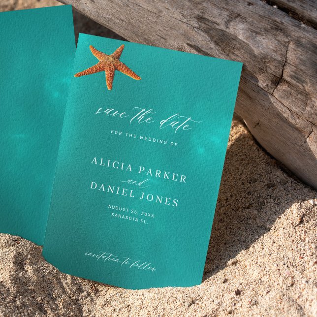 Simple summer ocean beach destination wedding save the date (Creator Uploaded)