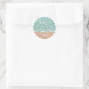 Simple Summer Seaside Beach Wedding Favors Classic Round Sticker