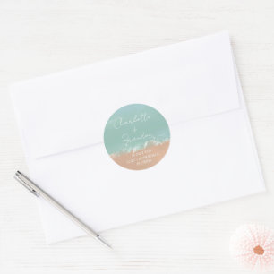 Simple Summer Seaside Beach Wedding Favors Classic Round Sticker