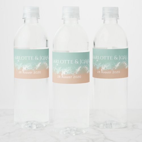 Simple Summer Seaside Beach Wedding Favors Water Bottle Label