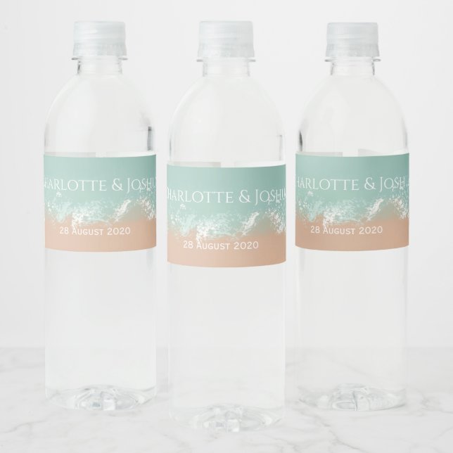 Simple Summer Seaside Beach Wedding Favors Water Bottle Label (Bottles)