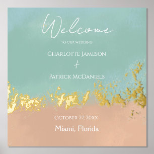 Simple Summer Seaside Beach Wedding Foil Prints