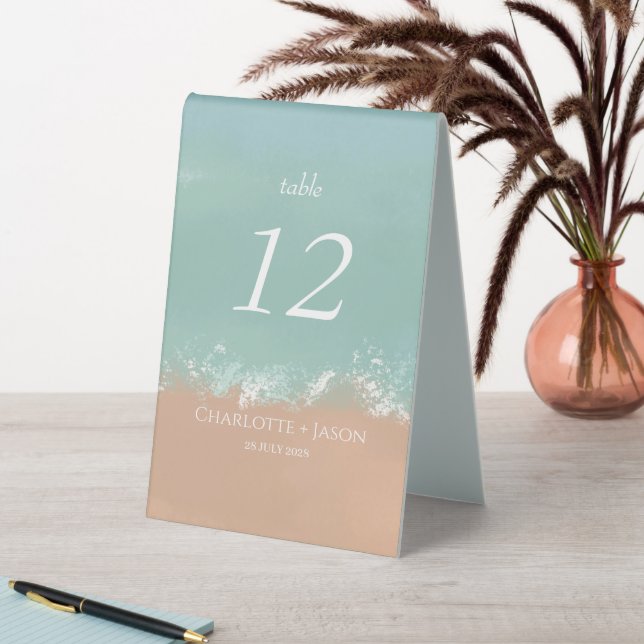 Simple Summer Seaside Beach Wedding   Table Tent (In SItu (Table))