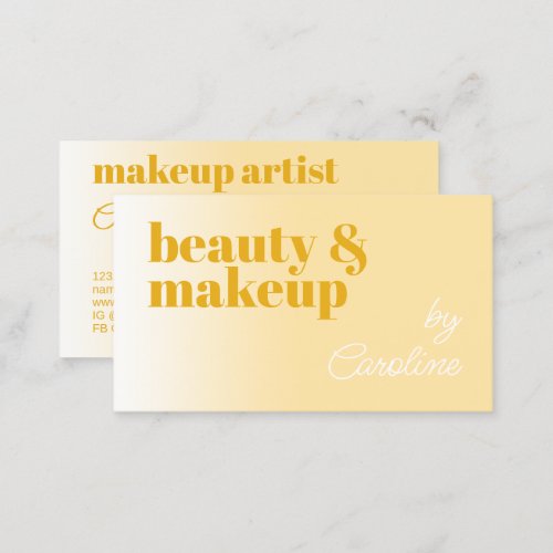 Simple Summer Tuscan Sun Yellow White Calligraphy Business Card