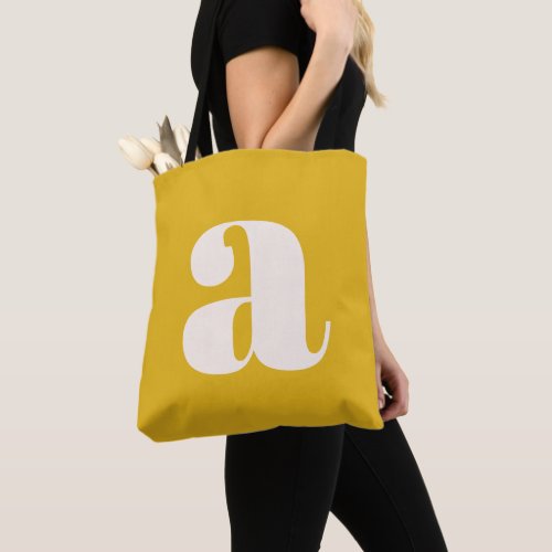 Simple Summer Yellow Bold Retro Monogram Initial Tote Bag