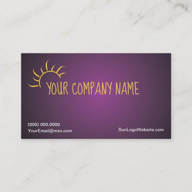 Simple Sun Logo Business Card Design (Front)