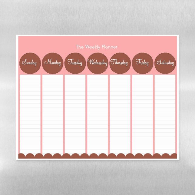 Simple Sunday to Saturday Weekly Planner Magnetic Dry Erase Sheet (Horizontal)