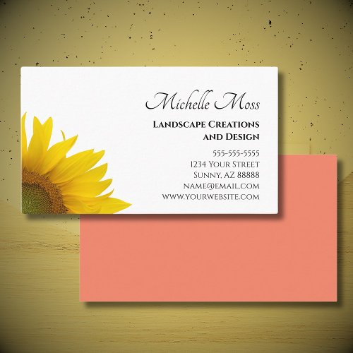 Simple Sunflower Botanical Landscape Designer Business Card