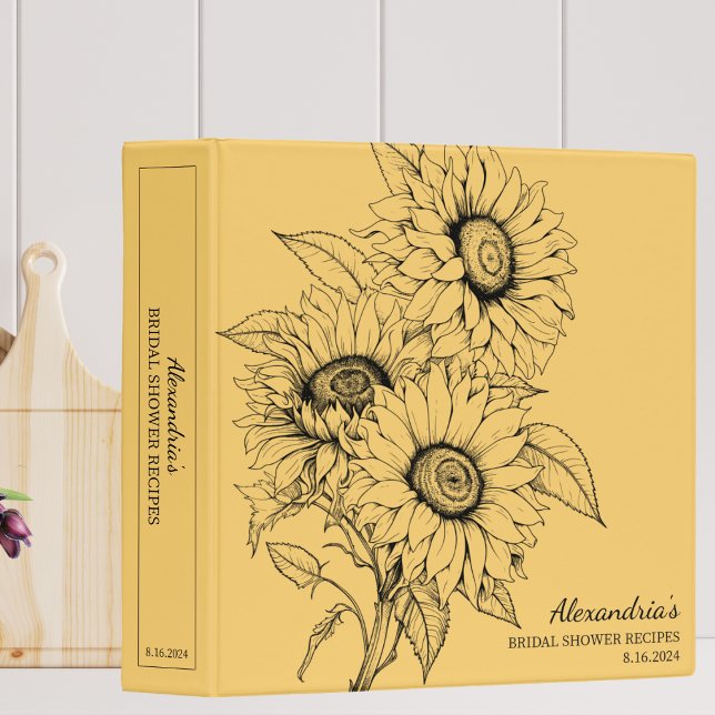 Simple Sunflower Bridal Shower Recipe  3 Ring Binder (Creator Uploaded)