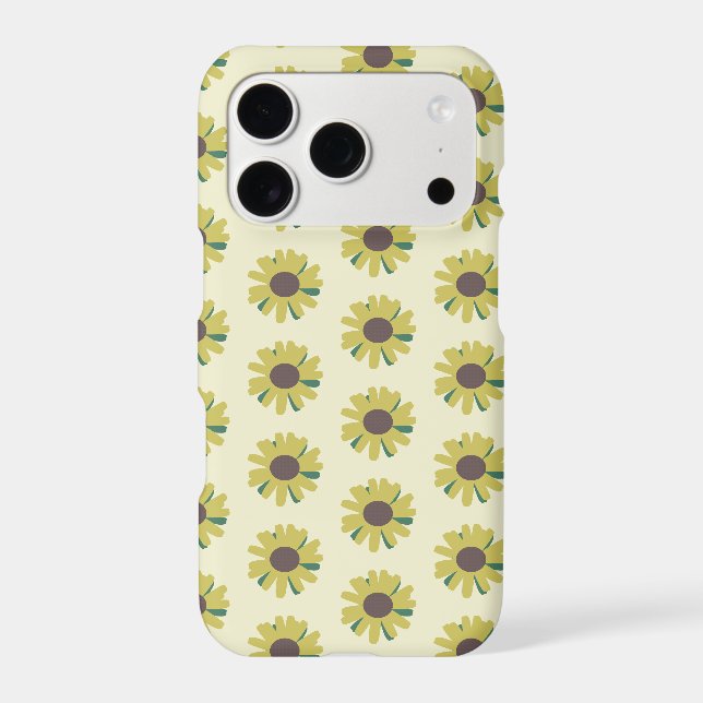 Simple Sunflower Brown Green Yellow Flower Pattern Iphone Case (Back)