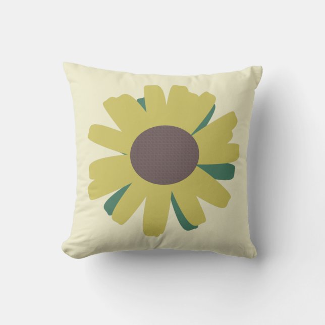 Simple Sunflower Brown Green Yellow Flower  Throw Pillow (Front)