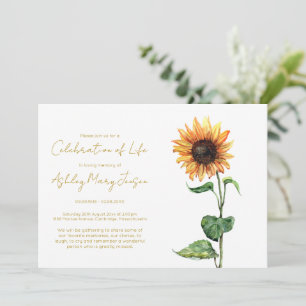 Simple Sunflower Celebration of Life Funeral Invitation