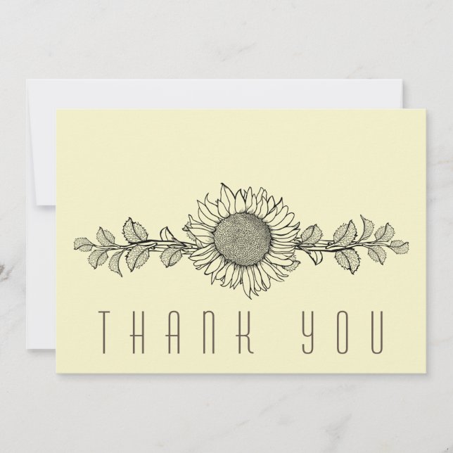 Simple Sunflower Celebration of Life  Thank You Card (Front)