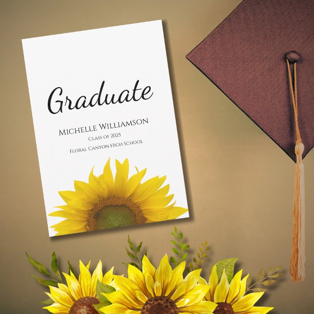 Simple Sunflower Class of 2025 Graduation   Announcement (Creator Uploaded)