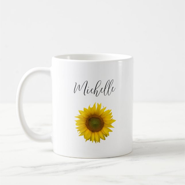 Simple Sunflower Elegant Script    Coffee Mug (Left)