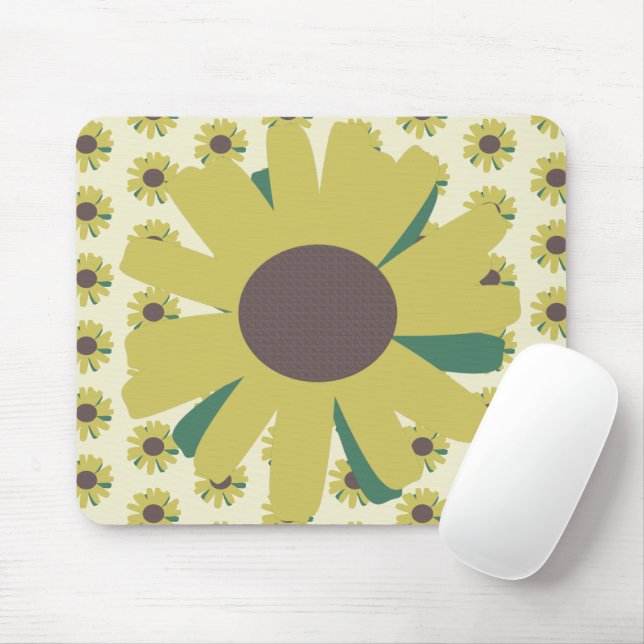 Simple Sunflower Flower Pattern Yellow  Mouse Pad (With Mouse)