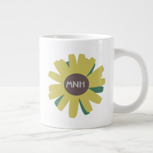 Simple Sunflower Garden Plant Monogram Giant Coffee Mug