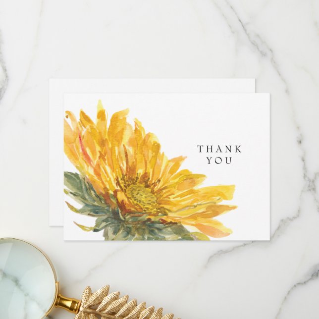 Simple Sunflower Loss of Life Thank You Card (Front/Back In Situ)