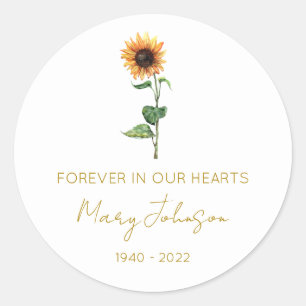Simple Sunflower Memorial Classic Round Sticker