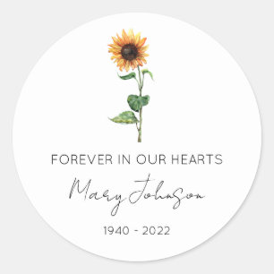 Simple Sunflower Memorial Classic Round Sticker