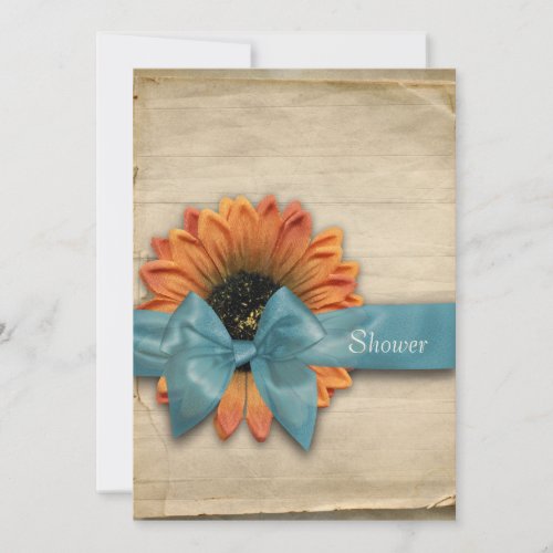 Simple Sunflower Natural Organic Bridal Shower Announcements