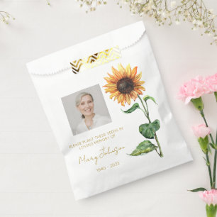 Simple Sunflower Photo Funeral Seed Favor Bag
