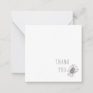 Simple Sunflower Thank You Monogram Blank Note Card