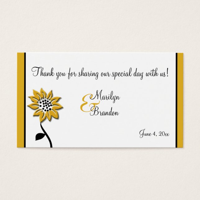 Simple Sunflower Wedding Favor Tag (Front)