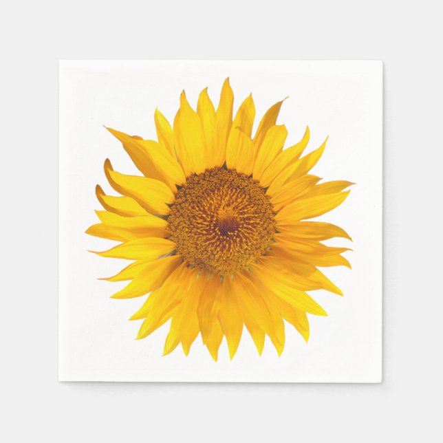 Simple Sunflower Wedding Paper Napkins (Front)