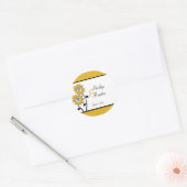 Simple Sunflowers 1.5" Round Wedding Sticker (Envelope)