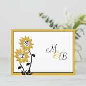 Simple Sunflowers Monogrammed Wedding Invitation (Standing Front)