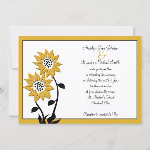 Simple Sunflowers Monogrammed Wedding Invitation | Zazzle