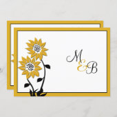 Simple Sunflowers Monogrammed Wedding Invitation (Front/Back)