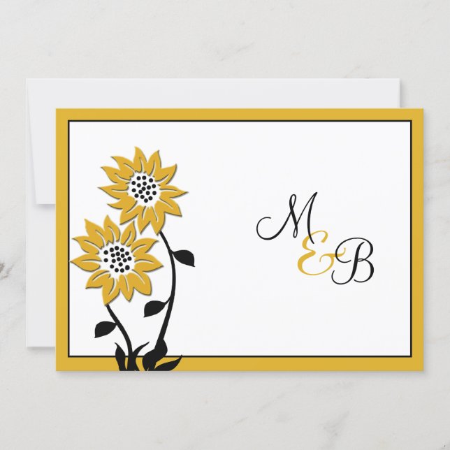Simple Sunflowers Monogrammed Wedding Invitation (Front)