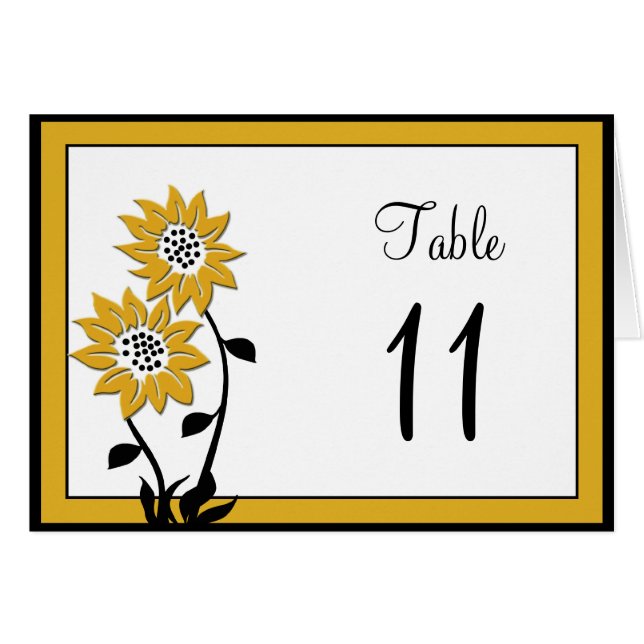 Simple Sunflowers Table Number Card (Front Horizontal)