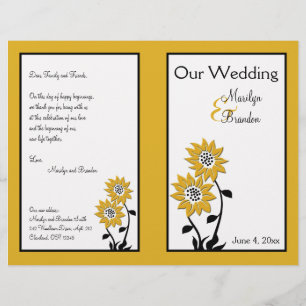 Simple Sunflowers Wedding Program