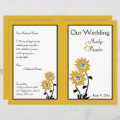 Simple Sunflowers Wedding Program (Front/Back)