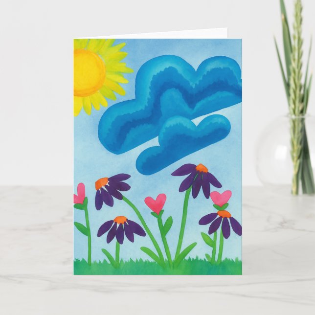 Simple Sunny Day Watercolor Blank Greeting Card  (Front)