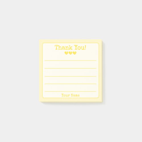 Simple Sunny Yellow Your Name Thank You  Post_it Notes
