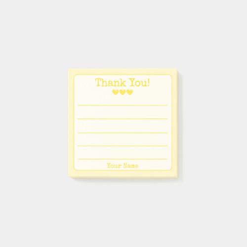 Simple Sunny Yellow Your Name Thank You  Post-it Notes