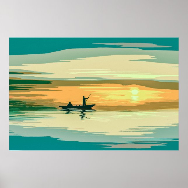 Simple Sunrise Fishing Artwork | Poster (Front)