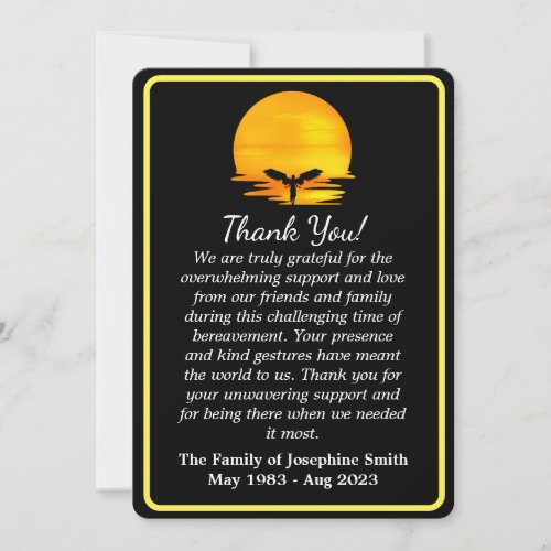 Simple Sunset Angel Funeral Thank You Card