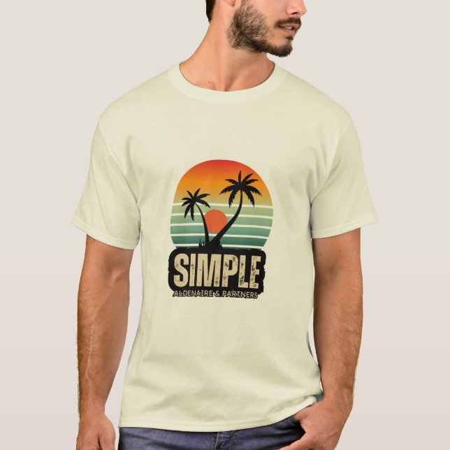 Simple Sunset Beach Graphic Men’s T-Shirt (Front)